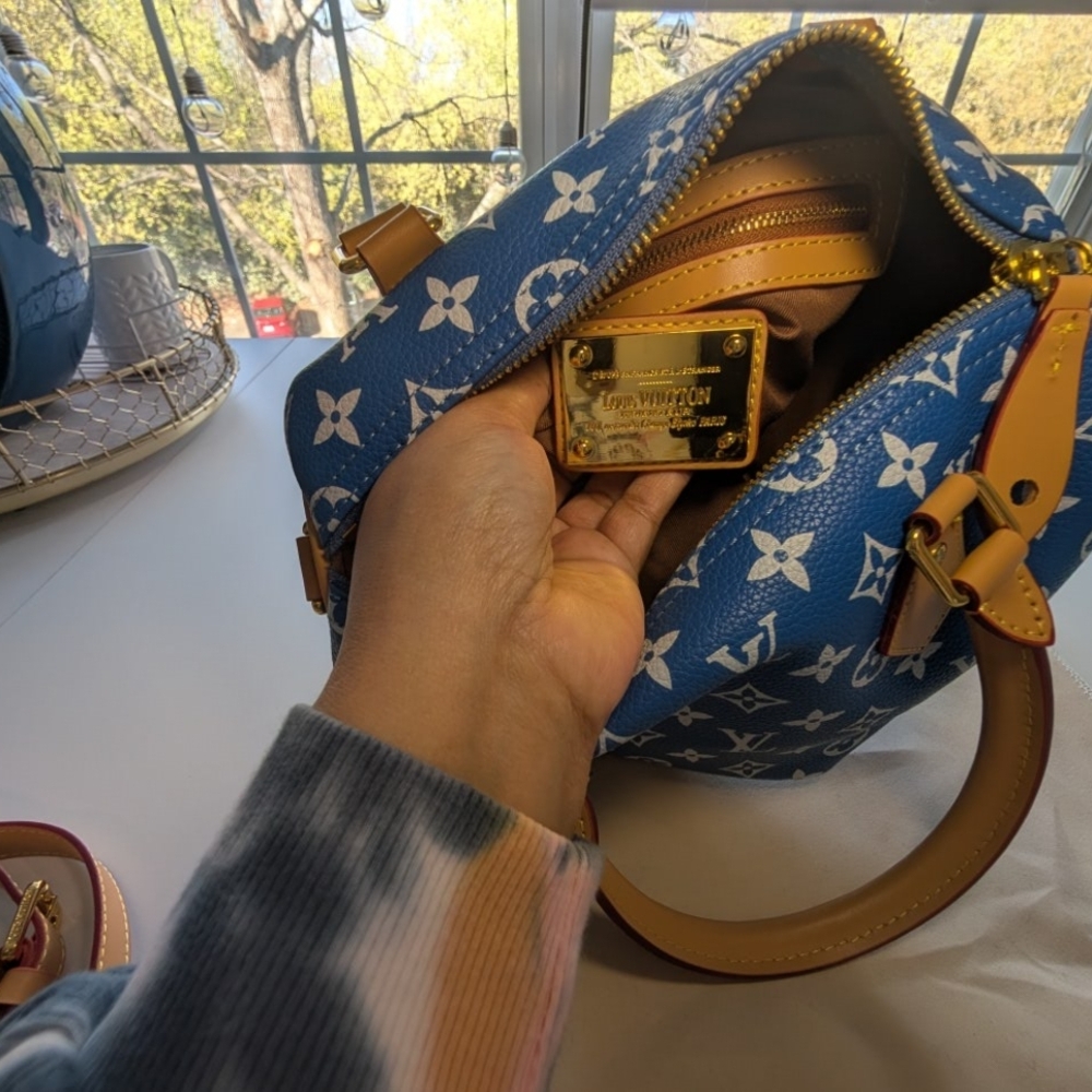 Inspired "Speedy" Blue Monogram Crossbody - Picture 6 of 11